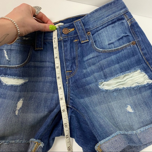 J Crew Medium Dark Wash Cuffed Denim Shorts Size 24 - Picture 10 of 12